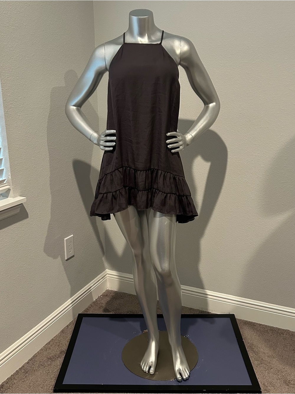 Free People Shimmery Charcoal Slip Dress